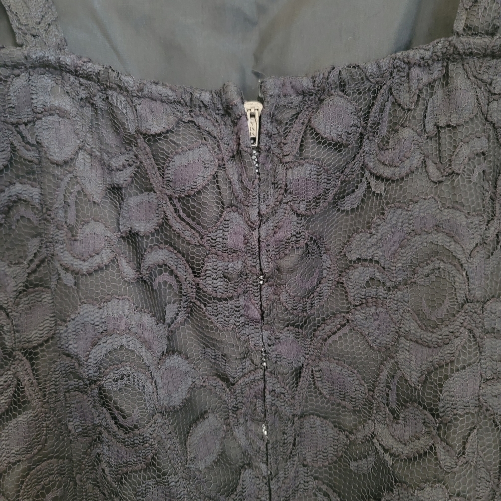 Vintage Nolan Miller Top Size 8 Black Floral Lace Sleeveless Crop - Picture 5 of 8